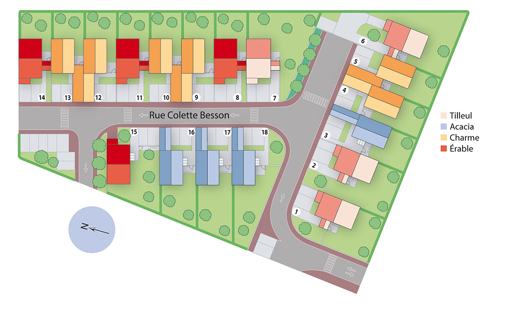 Plan de masse du lotissement les demeures du Parc à Saint-Pierre du Perray