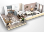 Vue 3D d'un appartement F3 - Les Avenelles
